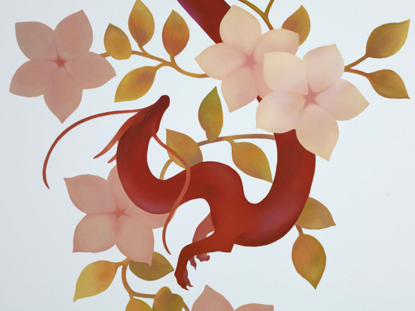 Vine Dragon with Flowers Art Print