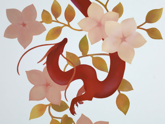 Vine Dragon with Flowers Art Print