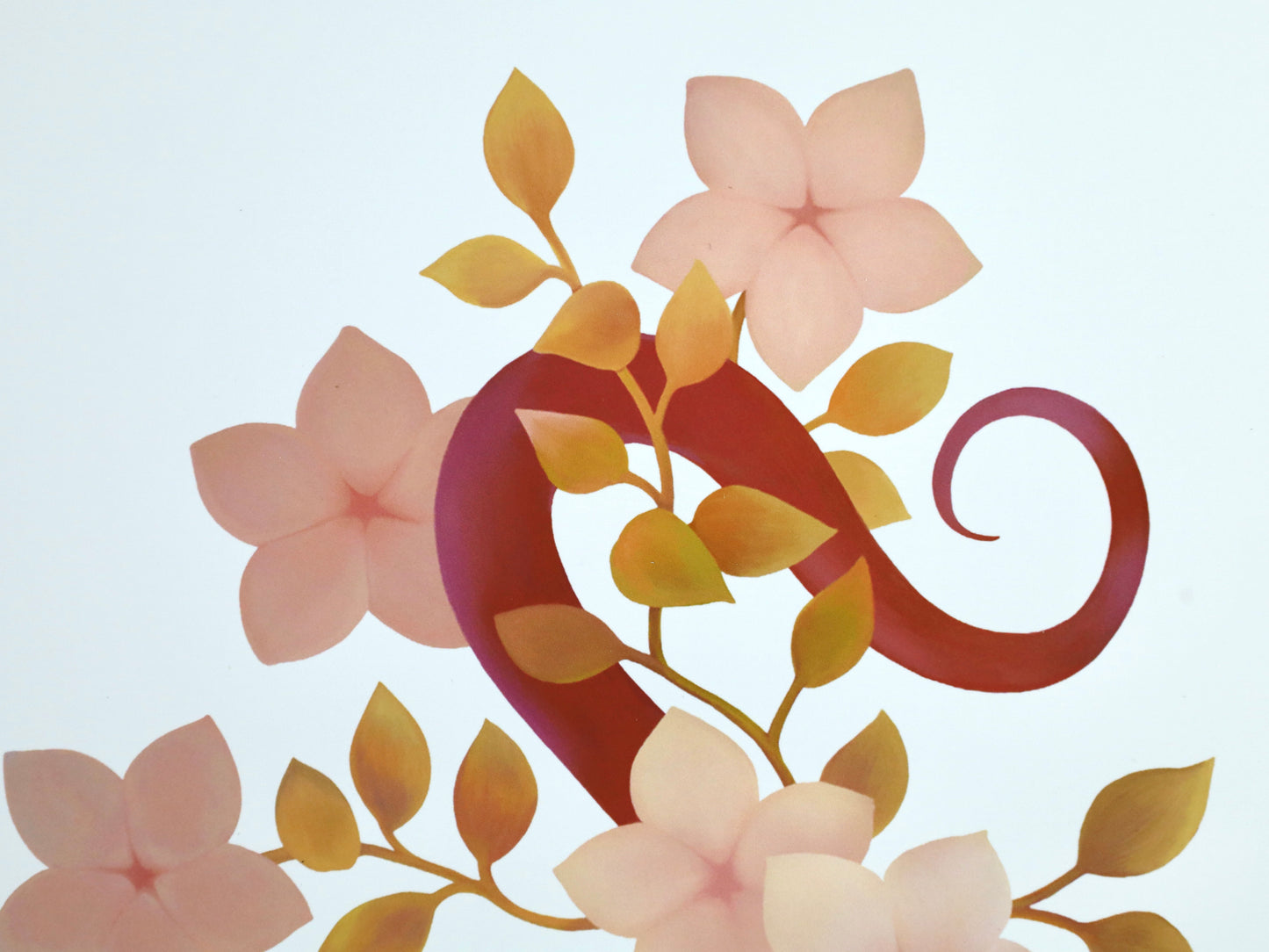 Vine Dragon with Flowers Art Print