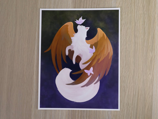 Feline Gryphon with Butterflies Art Print