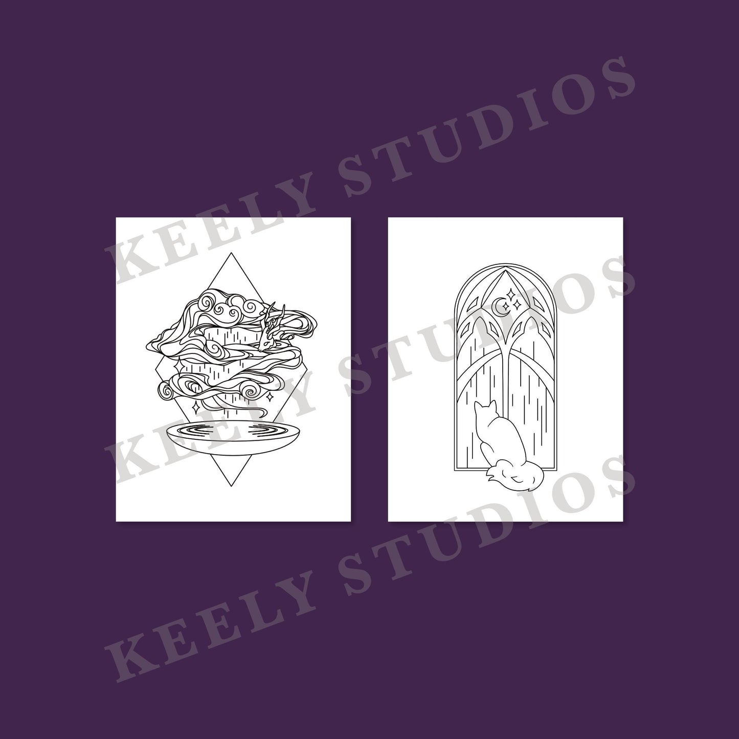 DIGITAL DOWNLOAD Coloring Book - The World of Keely Studios - 30 Adult Coloring Pages