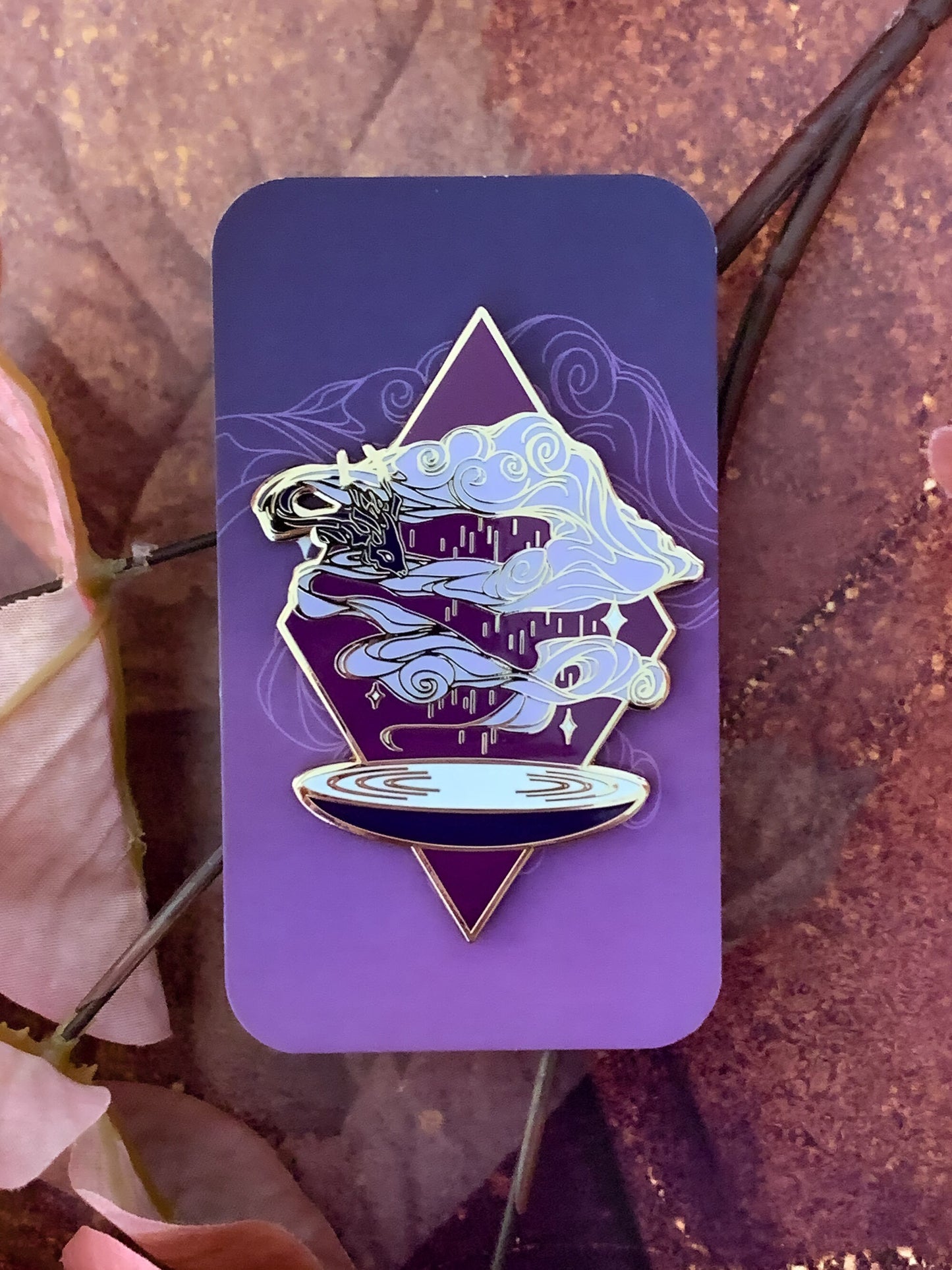 Rain Spirit Hard Enamel Pin - Magical Fantasy Rain Witch Theme Lapel Pin - Dragon Spirit Enamel Pin - Keely Studios