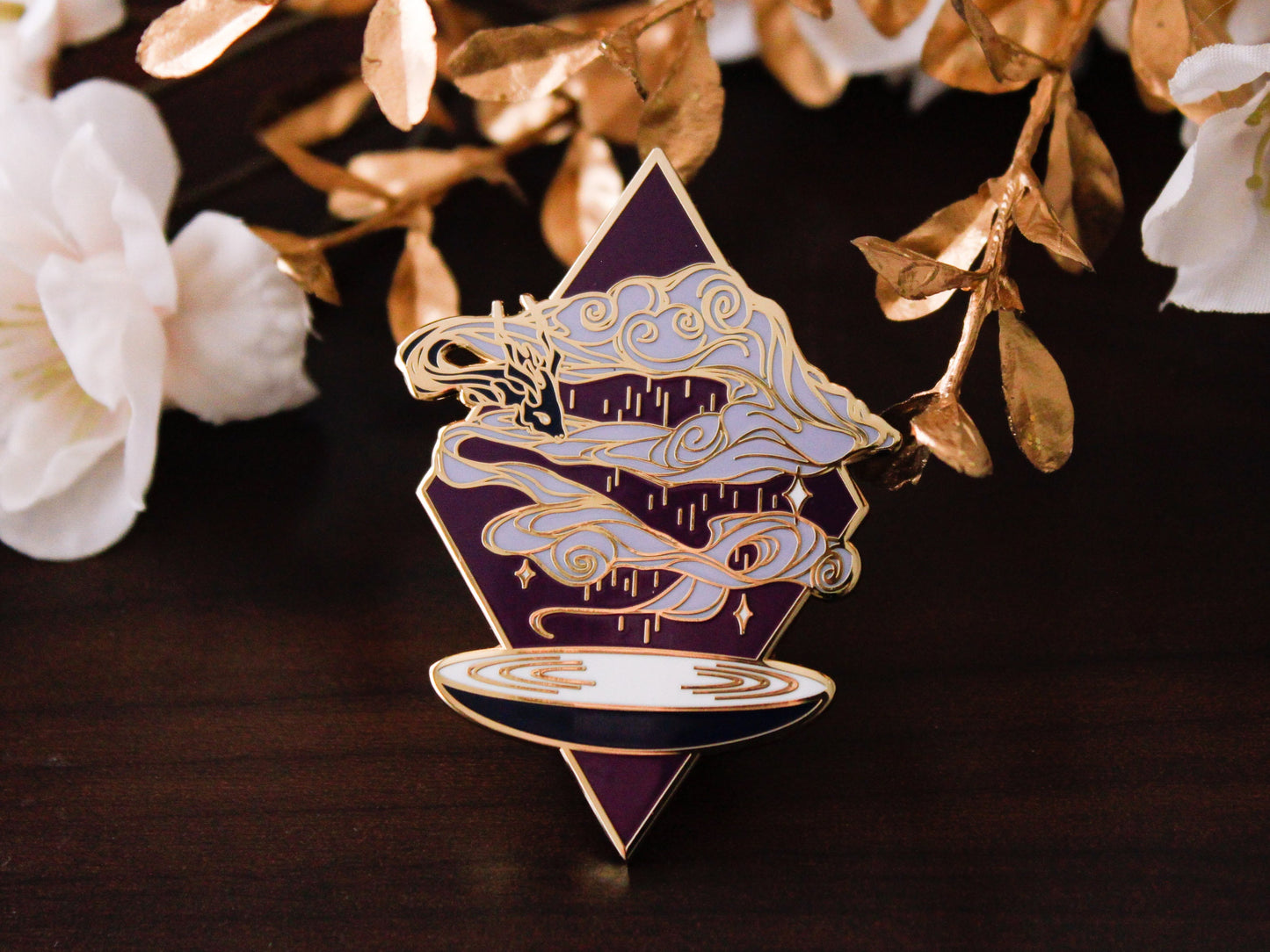 Rain Spirit Hard Enamel Pin - Magical Fantasy Rain Witch Theme Lapel Pin - Dragon Spirit Enamel Pin - Keely Studios