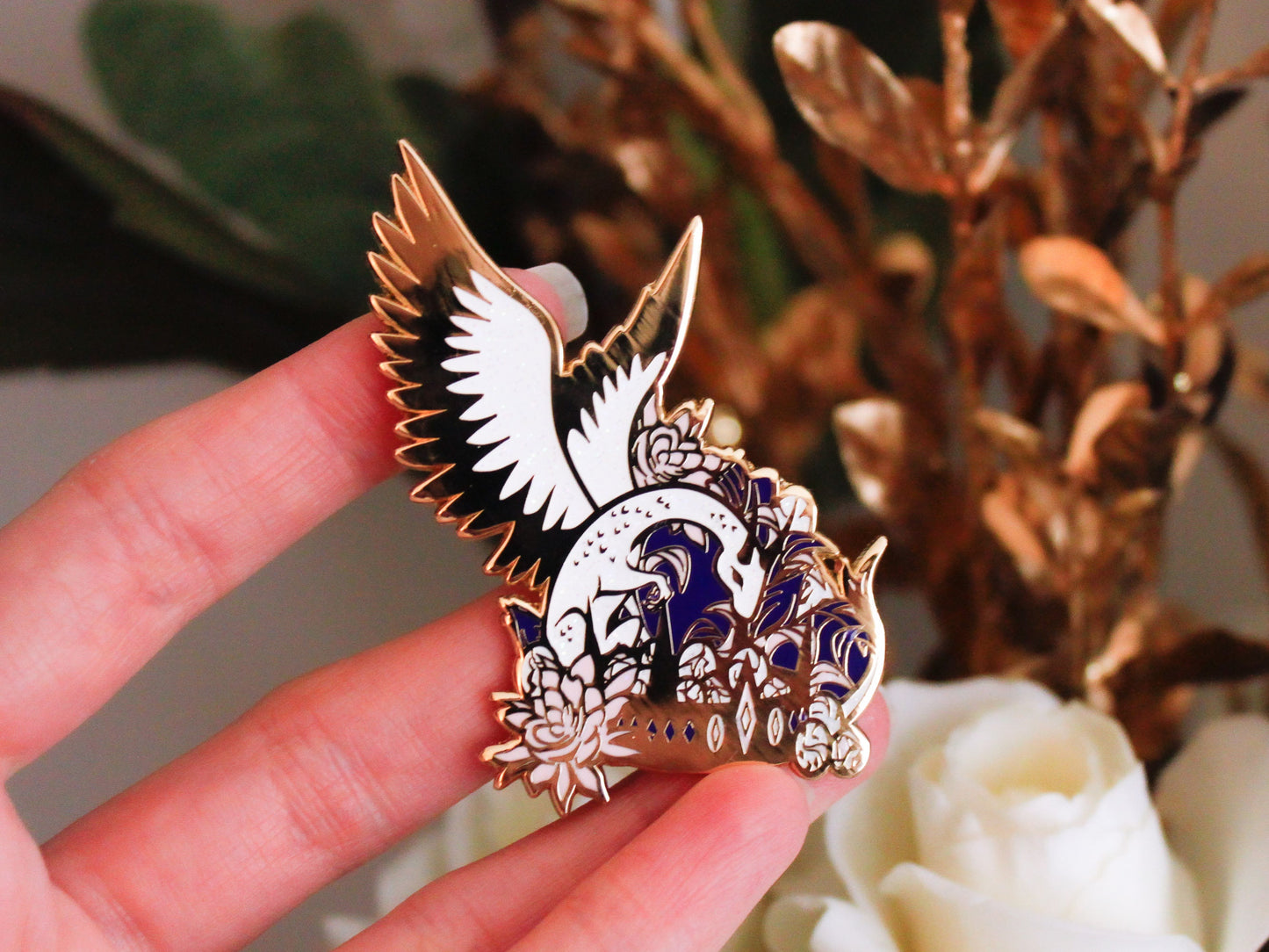 Gold Enchanted Forest Dragonling Hard Enamel Pin, Dragon Pin Badge, Fantasy Enamel Pin, Cute Dragon Gift, Mythical Creature Lapel Pin