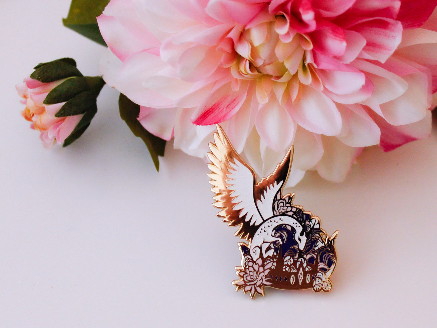 Gold Enchanted Forest Dragonling Hard Enamel Pin, Dragon Pin Badge, Fantasy Enamel Pin, Cute Dragon Gift, Mythical Creature Lapel Pin