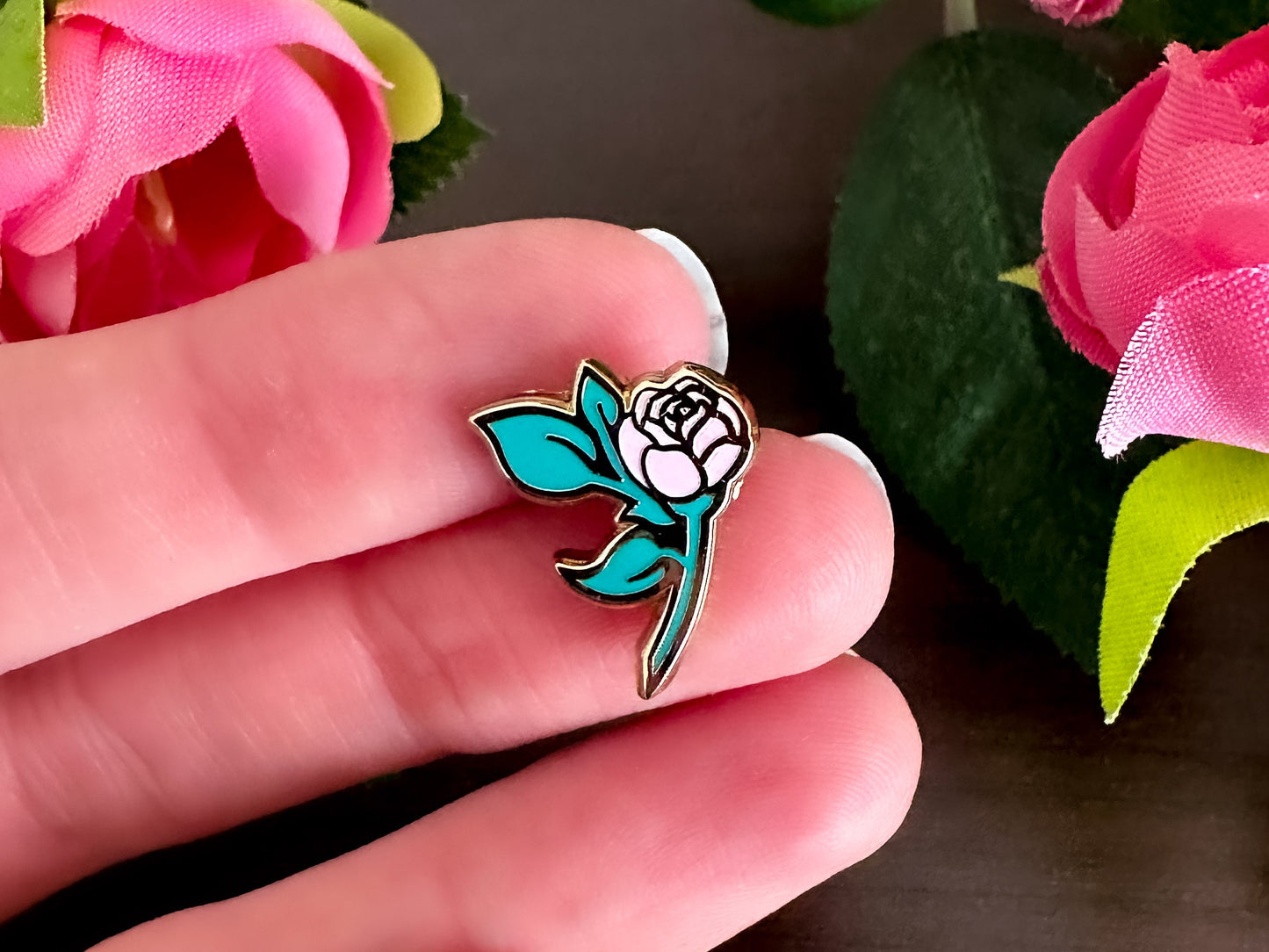 Gold Marvelous Manor Rose Hard Enamel Mini Pin
