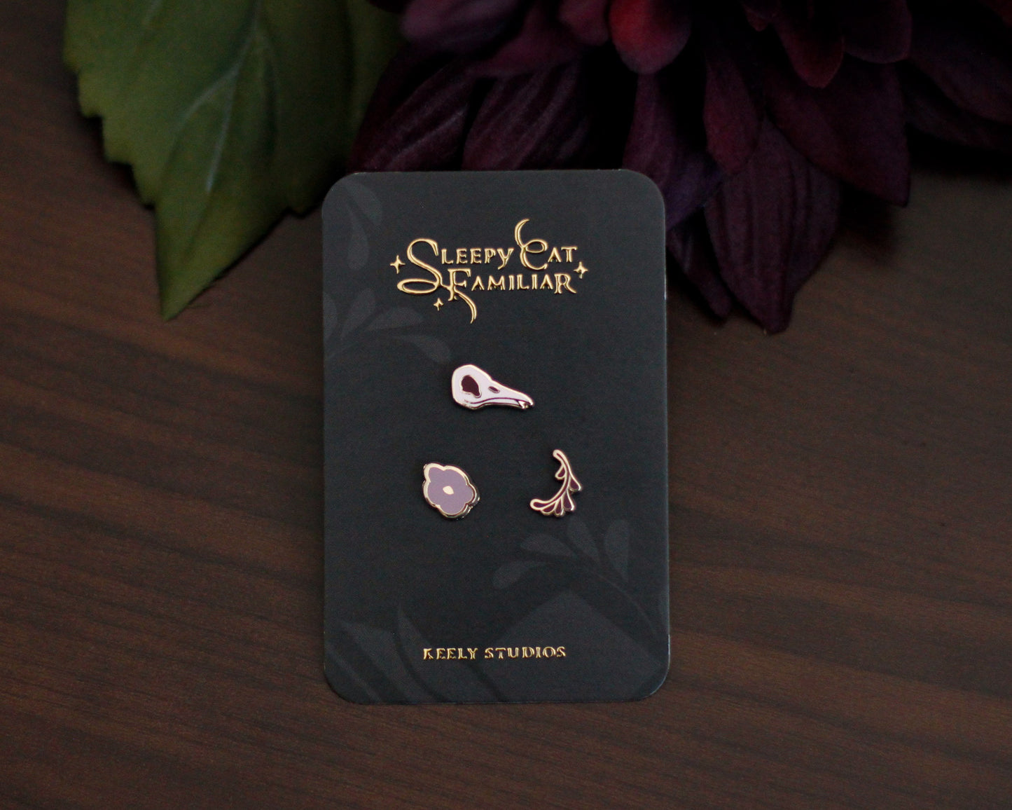 Sleepy Cat Familiar Witchy Supplies Hard Enamel Mini Pin Set - Magical Fantasy Theme Lapel Pin - Mini Enamel Pin Set - Keely Studios
