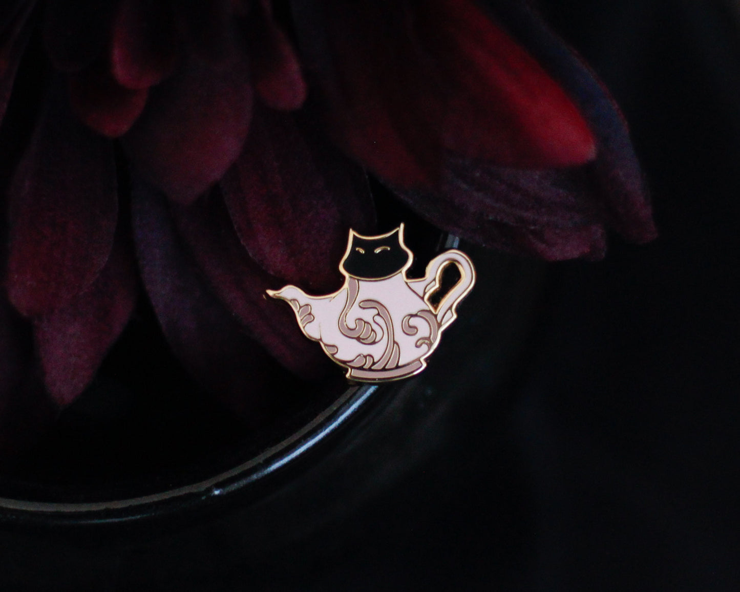 Sleepy Cat Familiar Ghost Tea Hard Enamel Mini Pin Set - Magical Fantasy Theme Lapel Pin - Mini Enamel Pin Set - Keely Studios