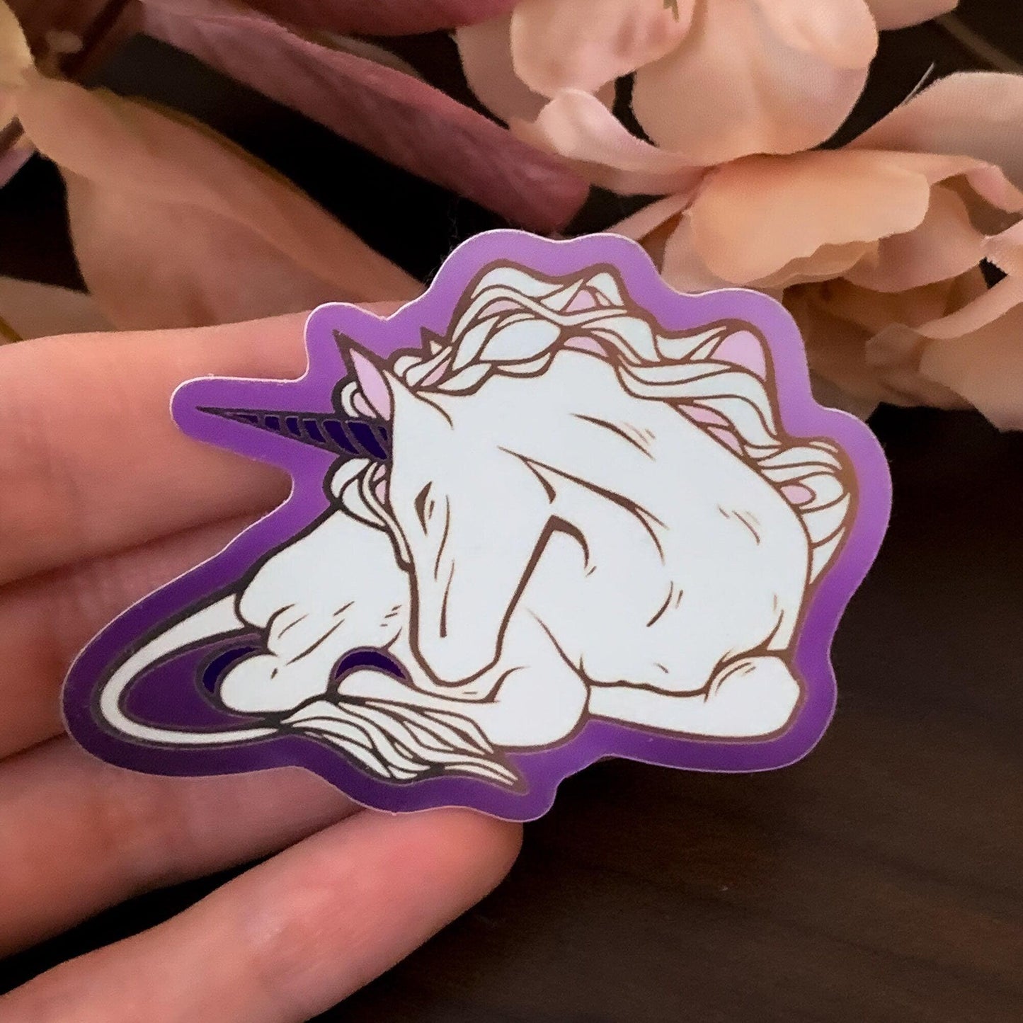 Enchanted Forest Unicorn Die Cut Gold Mirror Effect Sticker - Die Cut Sticker - Purple Gold Sticker - Unicorn Sticker - Magical Sticker