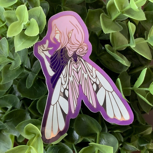 Enchanted Forest Fairy Die Cut Gold Mirror Effect Sticker - Die Cut Sticker - Purple Gold Vinyl Sticker - Magical Themed Sticker