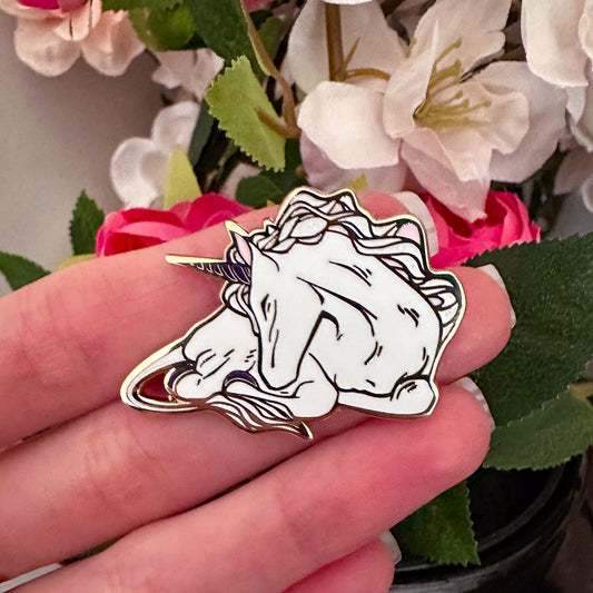 Gold Unicorn Enamel Pin, Enchanted Forest Hard Enamel Lapel Pin, Magical Fantasy Pin Badge, Cute Unicorn Gift for Her