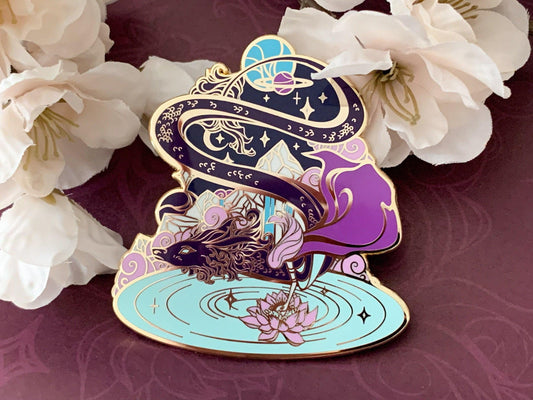 Gold Celestial Garden Star Dragon Hard Enamel Pin