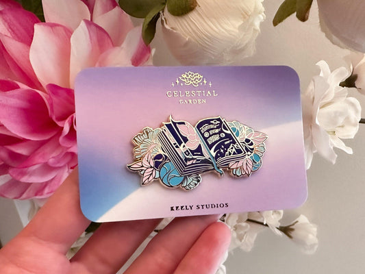 Gold Tome of Celestial Gardening Hard Enamel Pin - Celestial Garden Collection