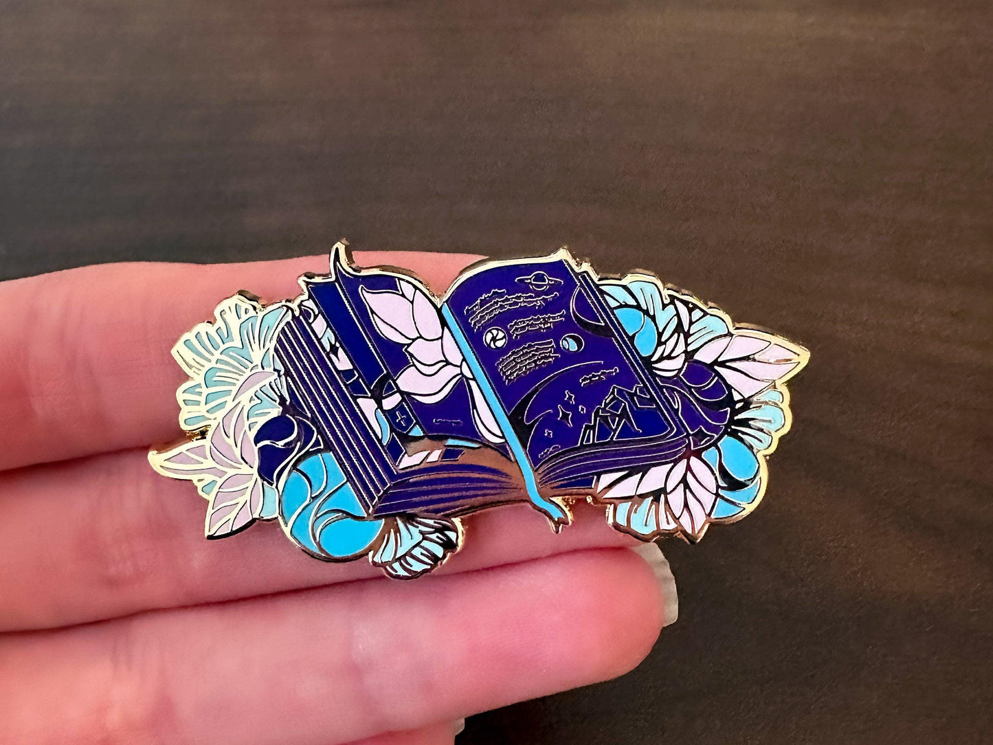 Gold Tome of Celestial Gardening Hard Enamel Pin - Celestial Garden Collection