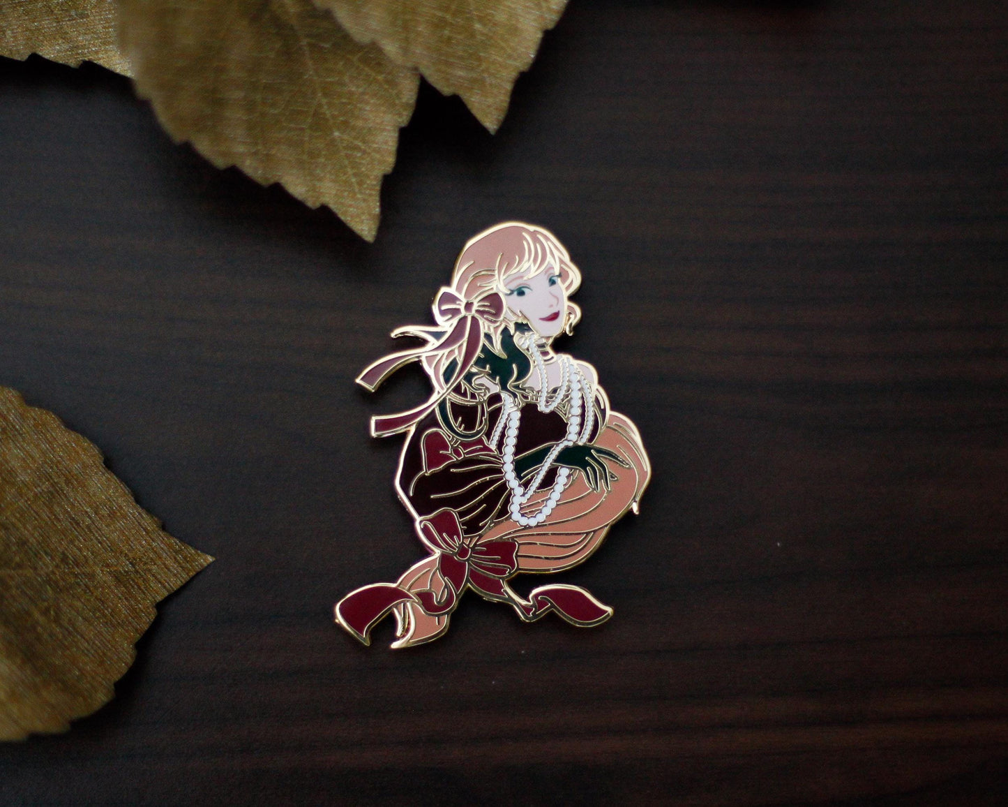 Shoulder Friend - FESTIVE Edition - A Tea Party with Dragons: Midnight Soiree Gold Hard Enamel Pin - Keely Studios - Girl and Dragon Pin