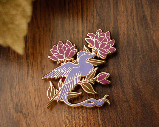 Floral Dragon Gold Enamel Pin - A Tea Party with Dragons Collection