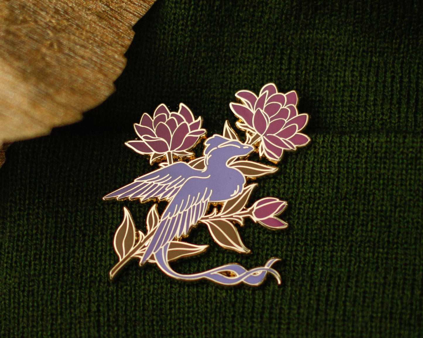 Floral Dragon Gold Enamel Pin - A Tea Party with Dragons Collection