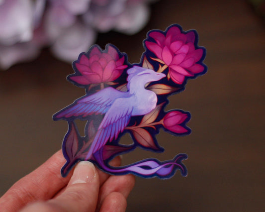Floral Dragon - A Tea Party with Dragons Handmade Die Cut Sticker - Magical Themed Sticker