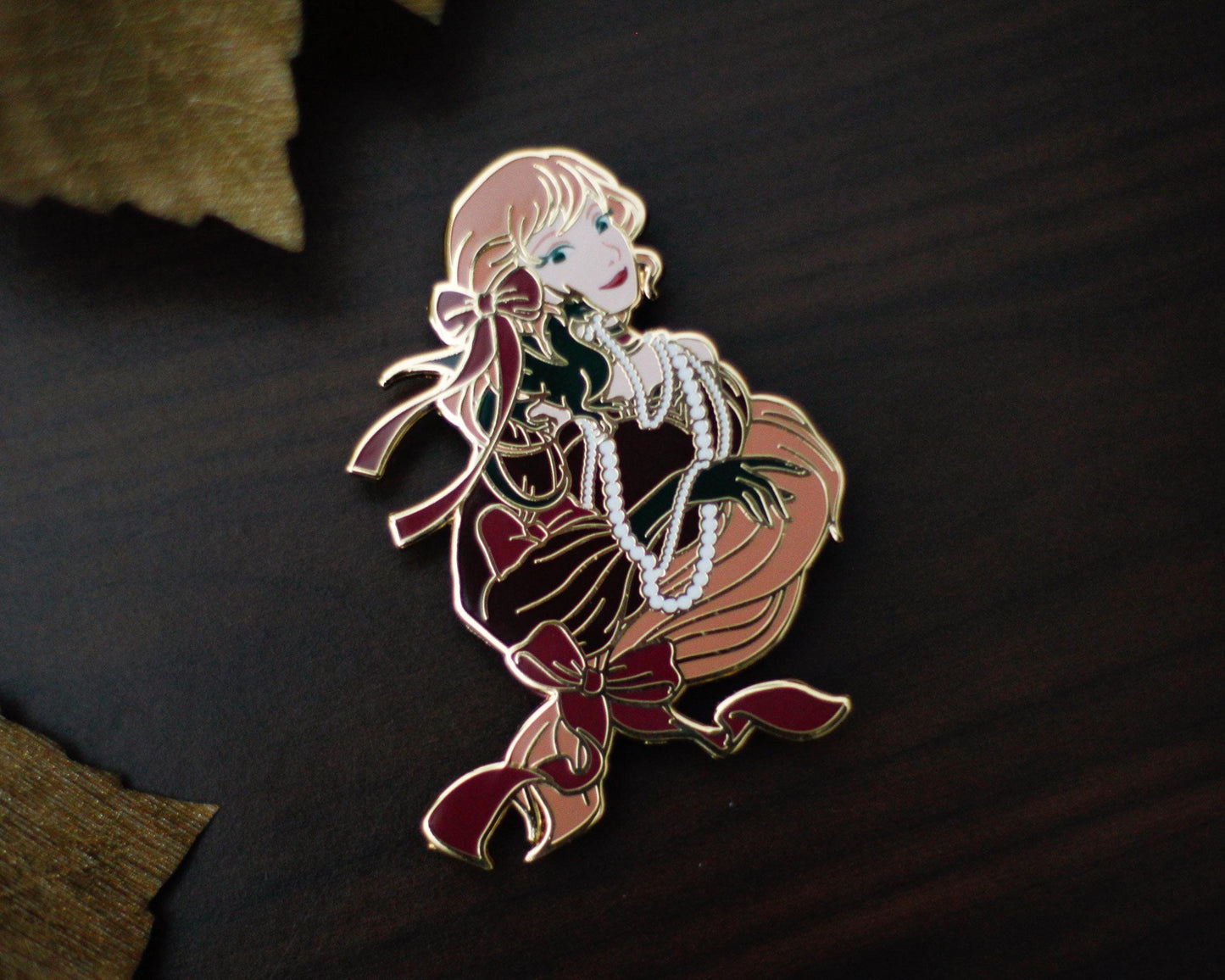 Shoulder Friend - FESTIVE Edition - A Tea Party with Dragons: Midnight Soiree Gold Hard Enamel Pin - Keely Studios - Girl and Dragon Pin