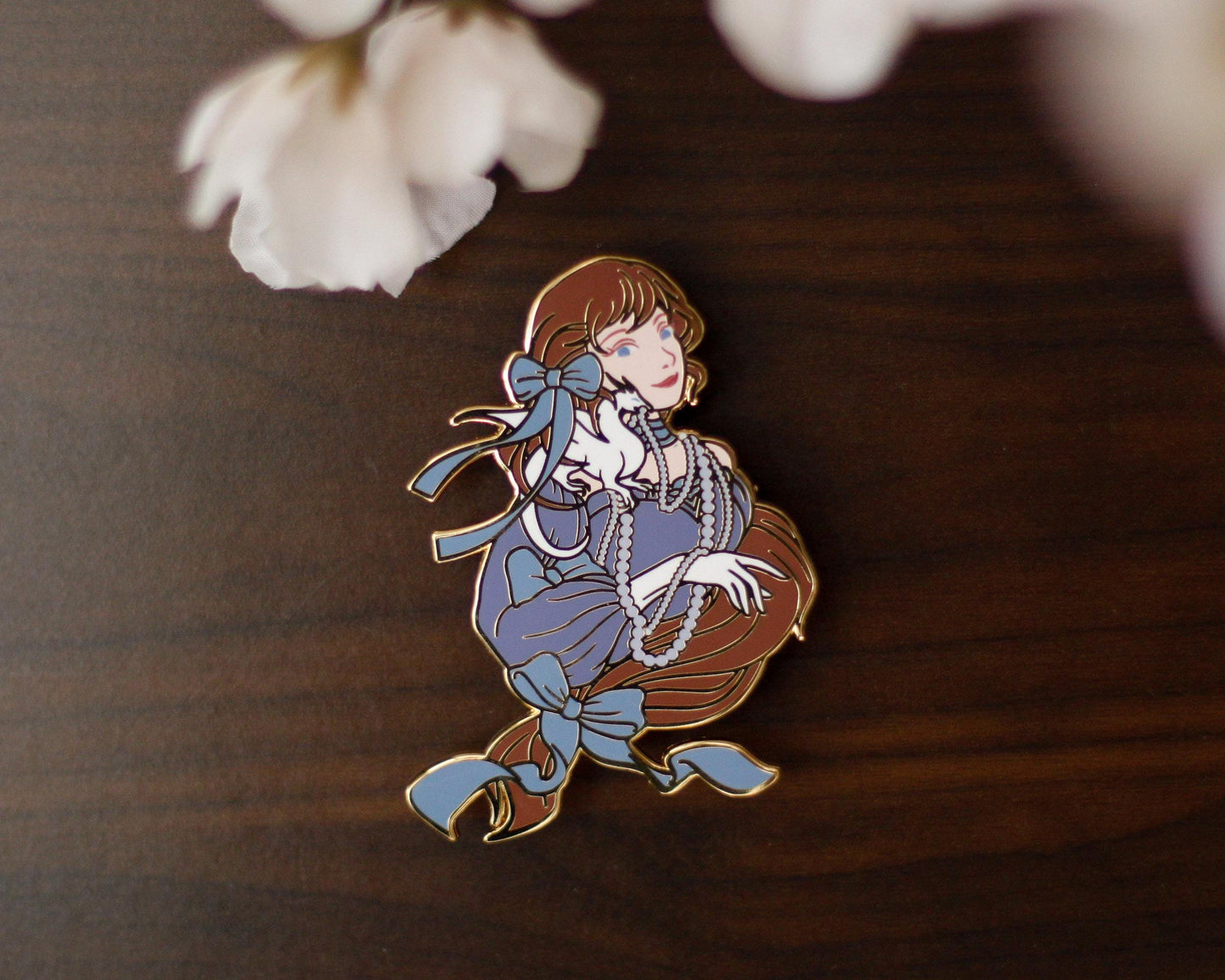 Shoulder Friend - SUMMER Edition - A Tea Party with Dragons: Midnight Soiree Gold Hard Enamel Pin - Keely Studios - Girl and Dragon Pin