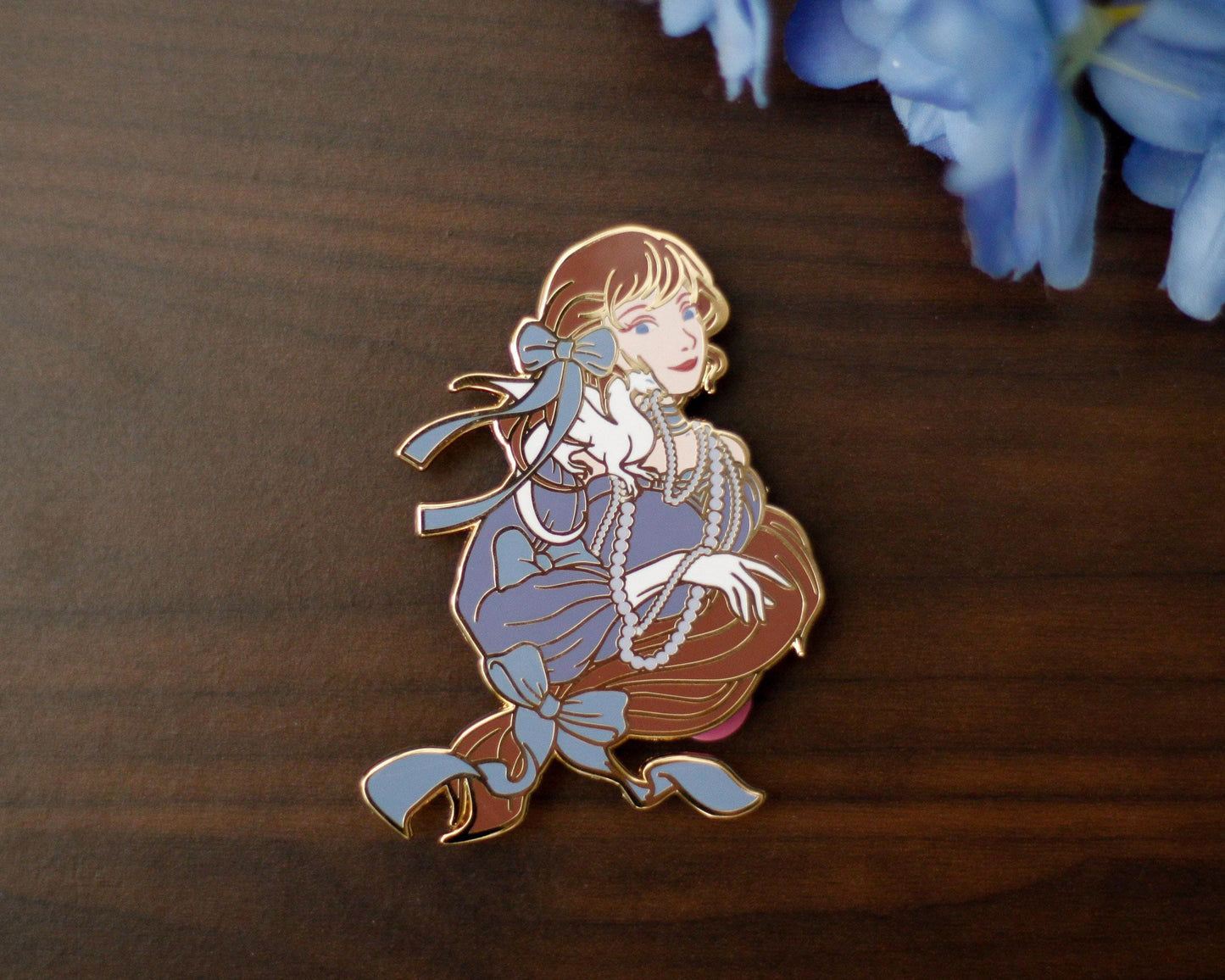 Shoulder Friend - SUMMER Edition - A Tea Party with Dragons: Midnight Soiree Gold Hard Enamel Pin - Keely Studios - Girl and Dragon Pin