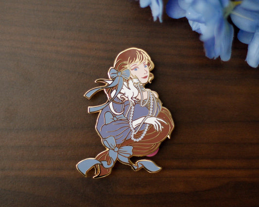 Shoulder Friend - SUMMER Edition - A Tea Party with Dragons: Midnight Soiree Gold Hard Enamel Pin - Keely Studios - Girl and Dragon Pin