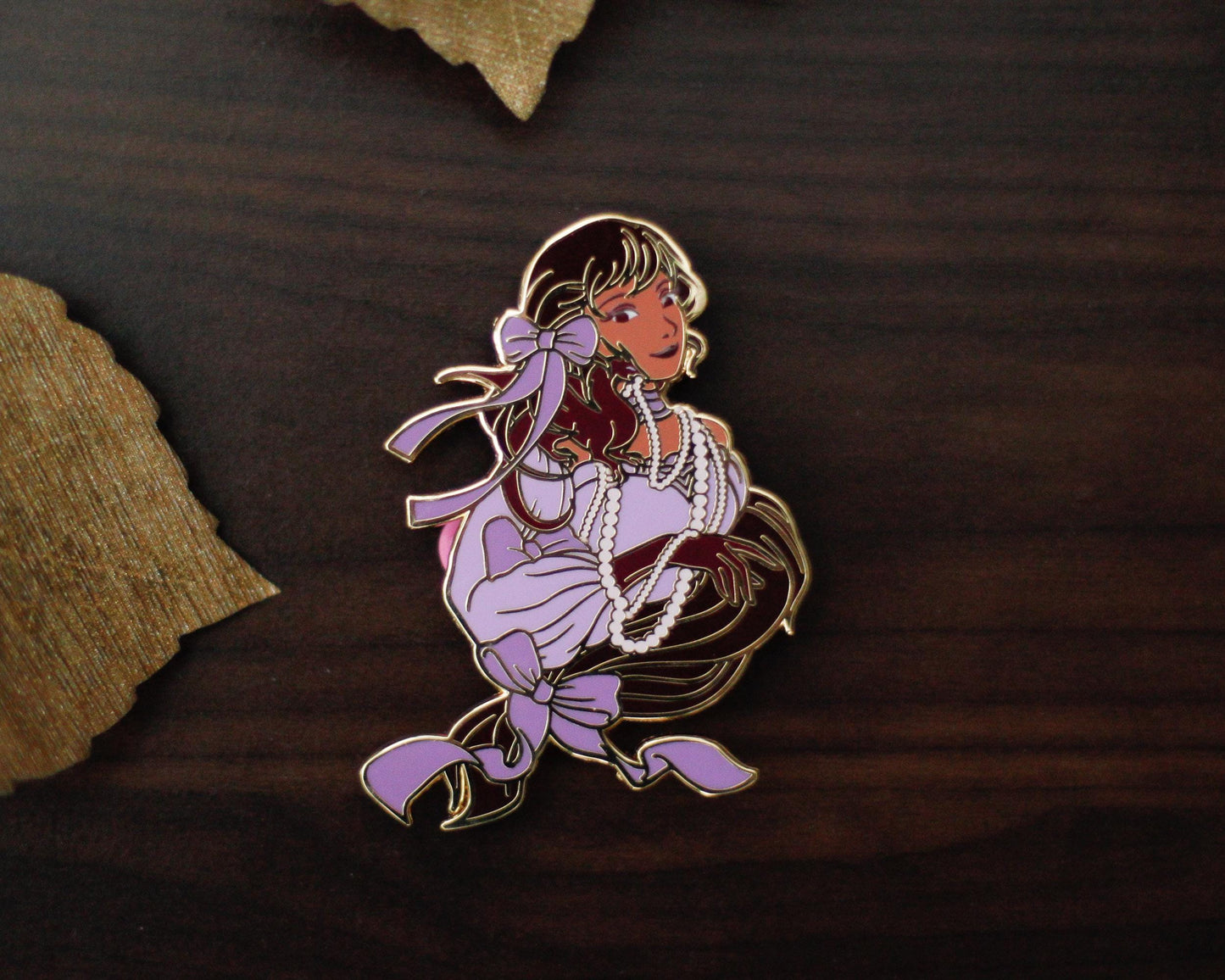 Shoulder Friend - BLOOM Edition - A Tea Party with Dragons: Midnight Soiree Gold Hard Enamel Pin - Keely Studios - Girl and Dragon Pin