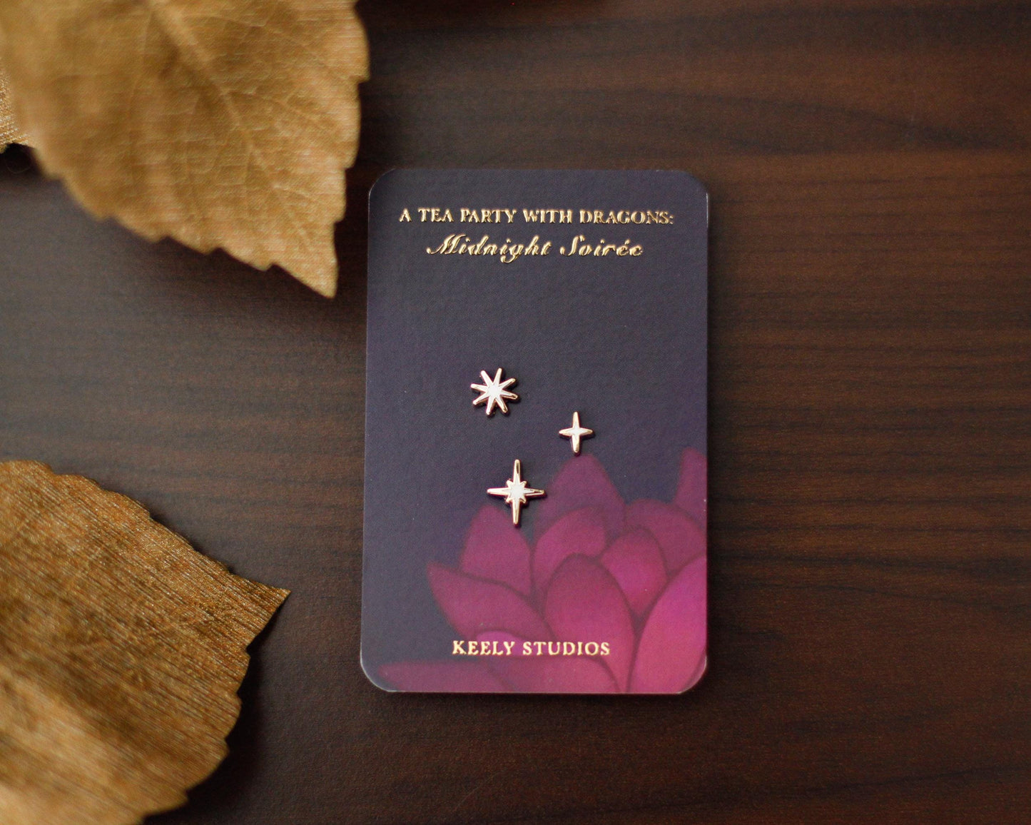 Sparkles Mini Pin Set - SUMMER Edition - A Tea Party with Dragons: Midnight Soiree Gold Hard Enamel Pins - Keely Studios