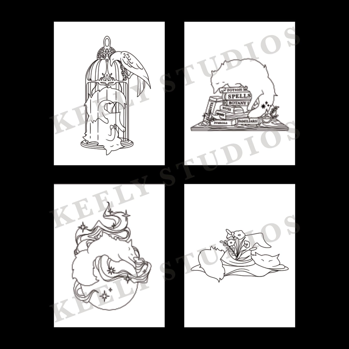 The World of Keely Studios Coloring Book - 30 Adult Coloring Pages - Spiral Bound - Handmade
