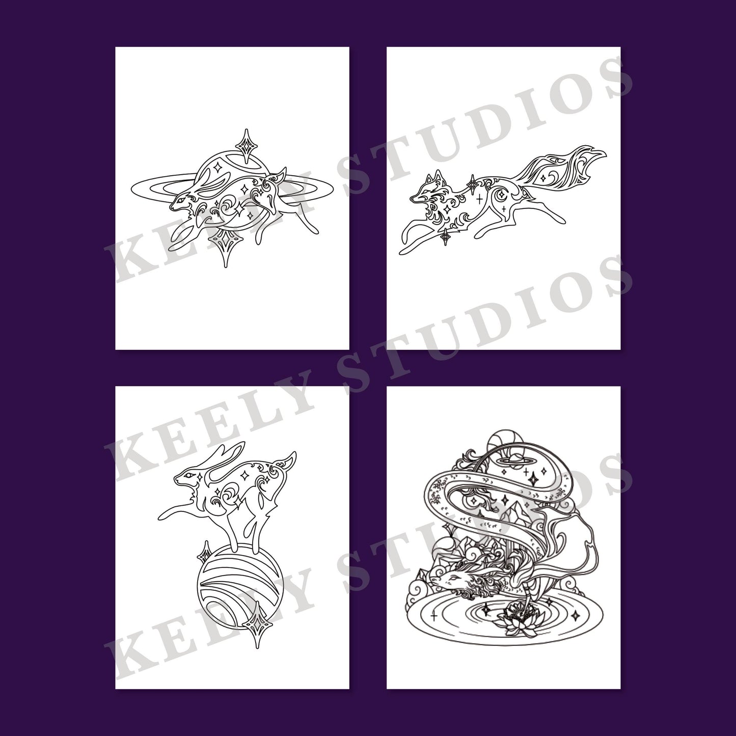 The World of Keely Studios Coloring Book - 30 Adult Coloring Pages - Spiral Bound - Handmade