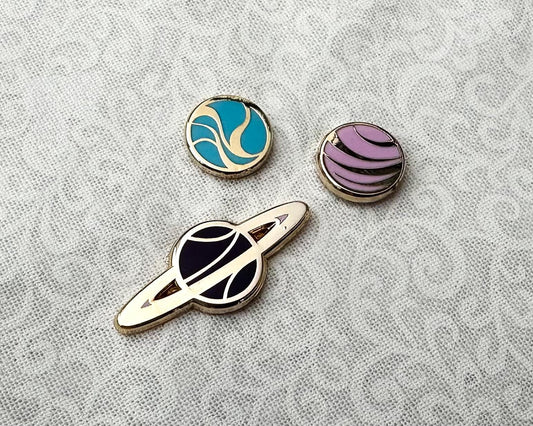 OOPSIE Set | Gold Celestial Garden Planet Mini Pin Set - Hard Enamel Pins - Galaxy Enamel Pin Set