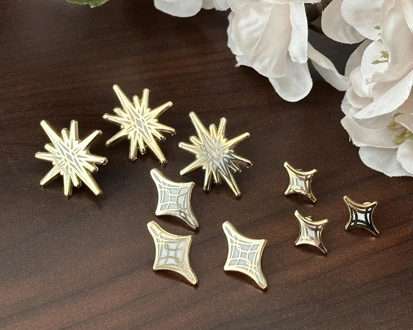 OOPSIE Set | Gold Celestial Garden Stars Mini Pin Set - Hard Enamel Pins - Galaxy Enamel Pin Set