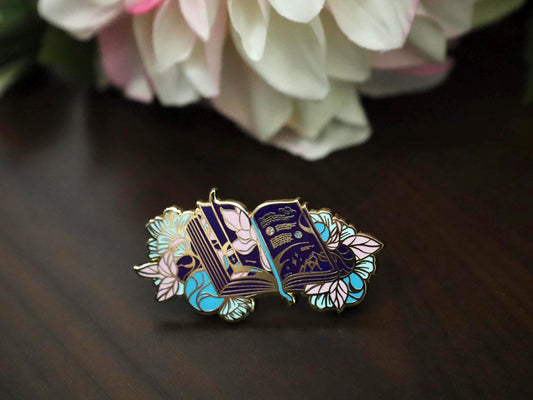 Gold Tome of Celestial Gardening Hard Enamel Pin - Celestial Garden Collection