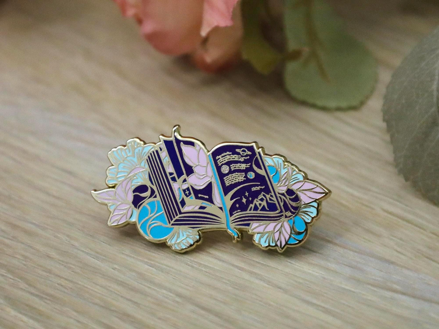 Gold Tome of Celestial Gardening Hard Enamel Pin - Celestial Garden Collection