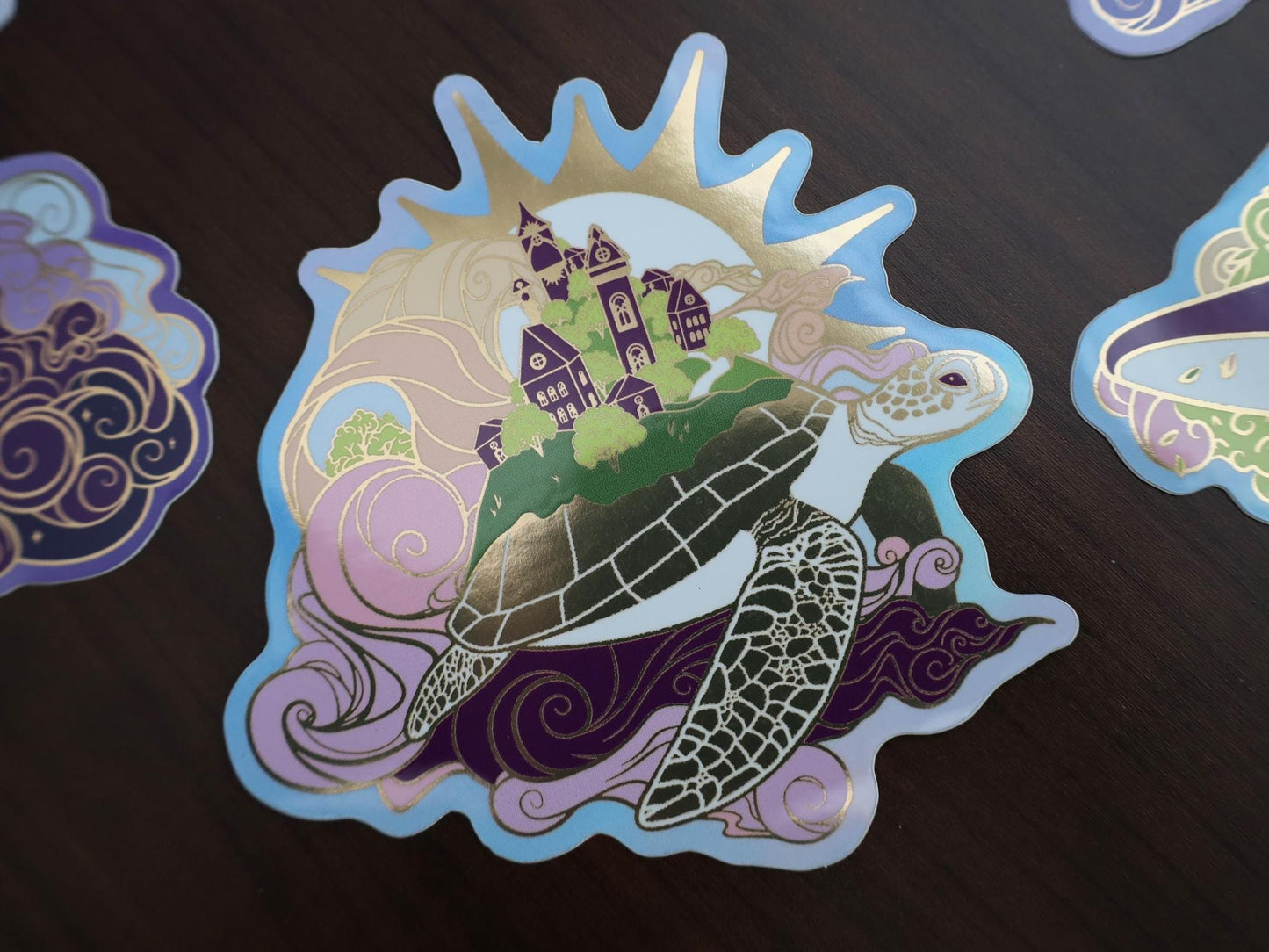 OOPSIE Sticker Set - 6 Stickers from An Ocean of Sky Series - Die Cut Gold Mirror Effect