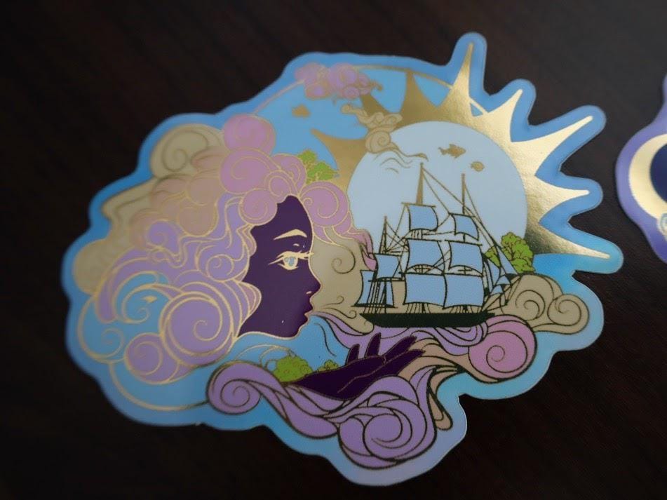 OOPSIE Sticker Set - 6 Stickers from An Ocean of Sky Series - Die Cut Gold Mirror Effect