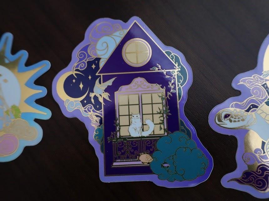 OOPSIE Sticker Set - 6 Stickers from An Ocean of Sky Series - Die Cut Gold Mirror Effect