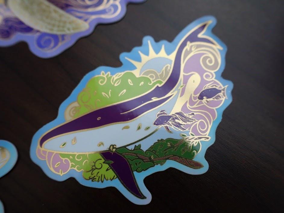 OOPSIE Sticker Set - 6 Stickers from An Ocean of Sky Series - Die Cut Gold Mirror Effect